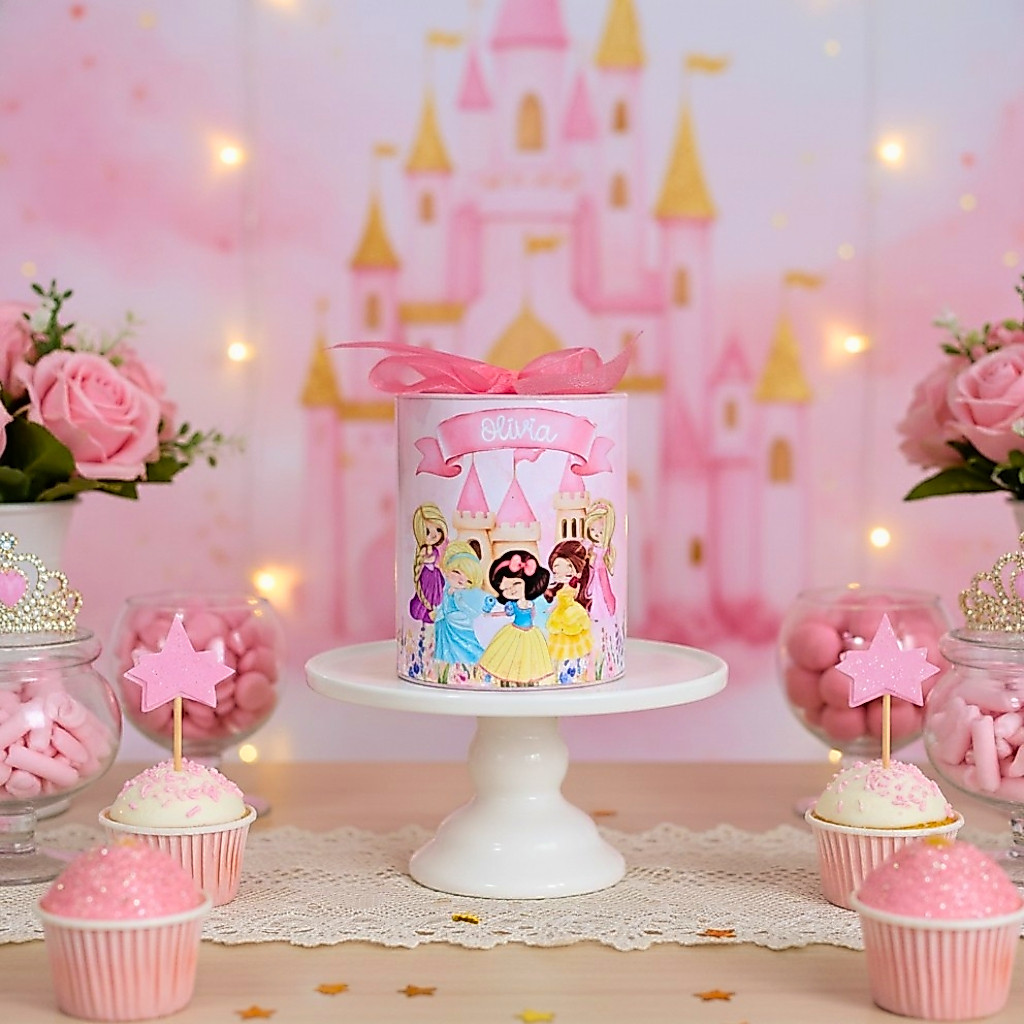 Tubolata 7x6 Princesas Personalizada | Nome e Idade | Mimo Festa Infantil Menina Aniversário