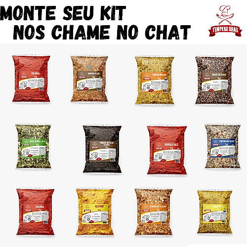 KIT ( 18 )  -- 10 TEMPEROS E CONDIMENTOS COM 50G CADA TOTALIZANDO 500G OS MAIS VENDIDOS LINHA PREMIUM TEMPERA  BRÁS