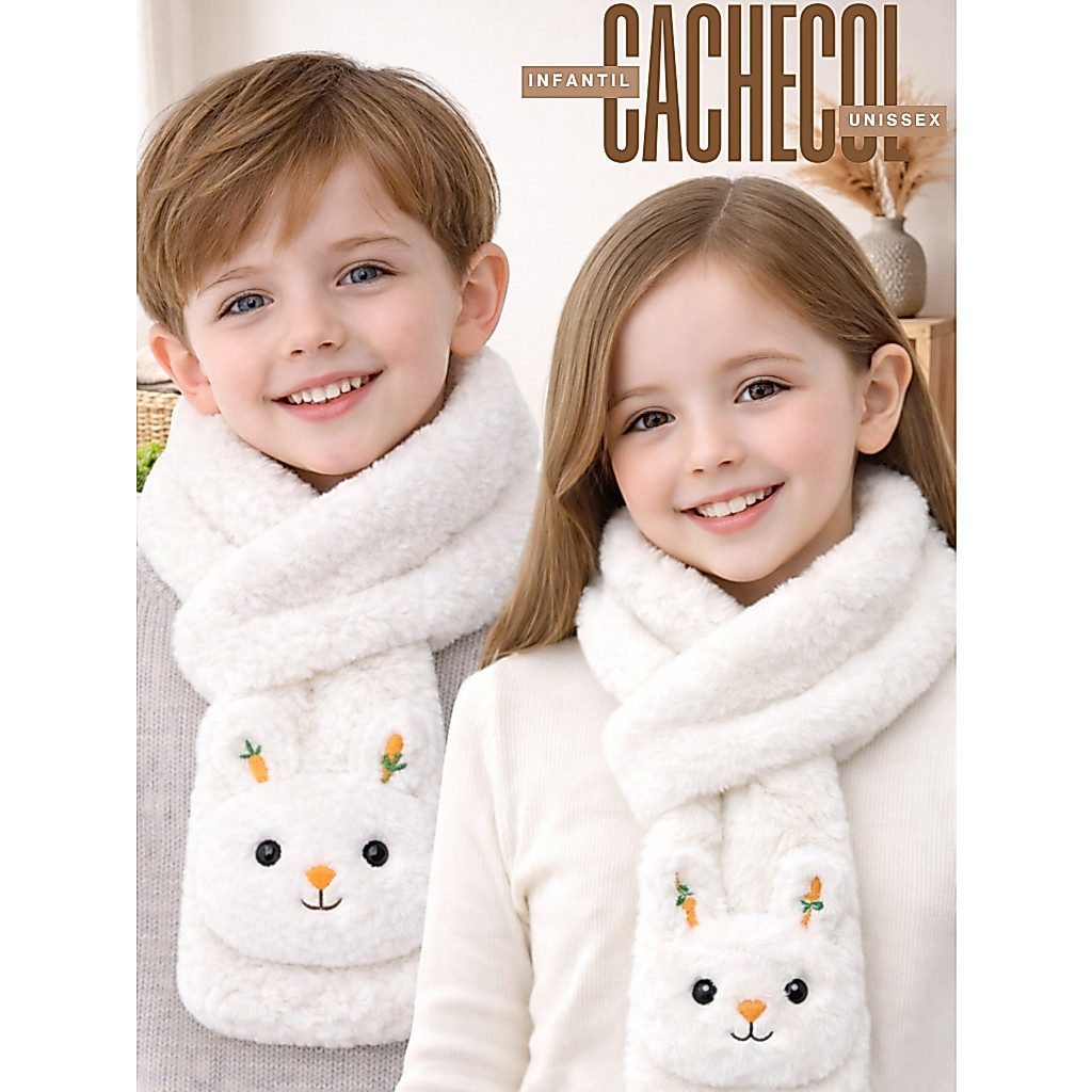 Cachecol Infantil Unissex Inverno Quentinho Pelucia Fofo