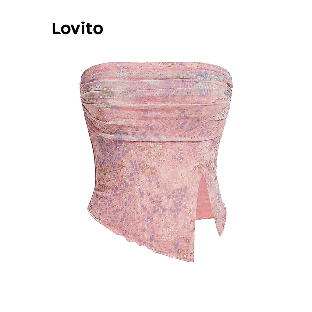 Lovito Férias Regata Ditsy Floral Franzida Regata Feminina LAD106637