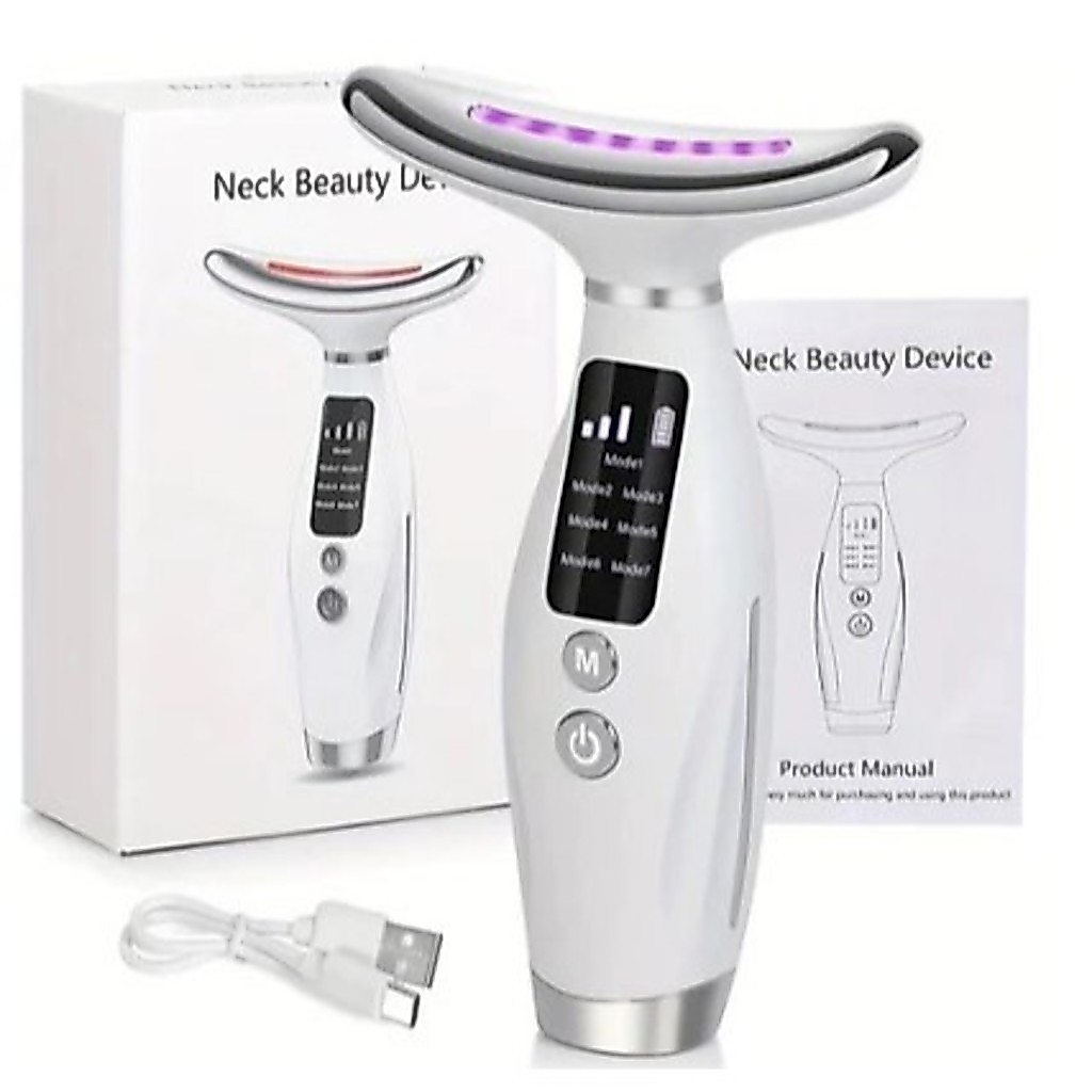 Massageador Portátil Beleza Pele Firmeza Pescoço Led de 7 Modos