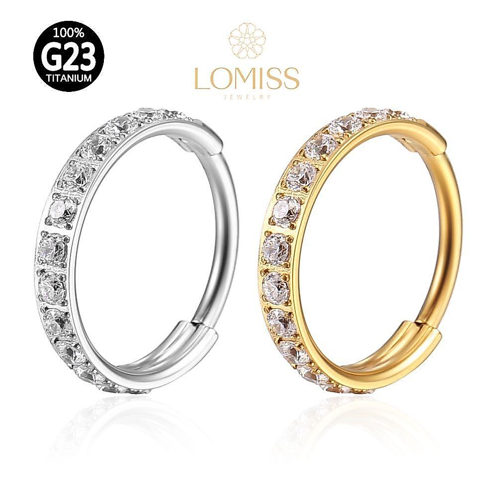 Piercing Argola TitâNio Pvd Segmento Articulado Com Fileira única De Zircão