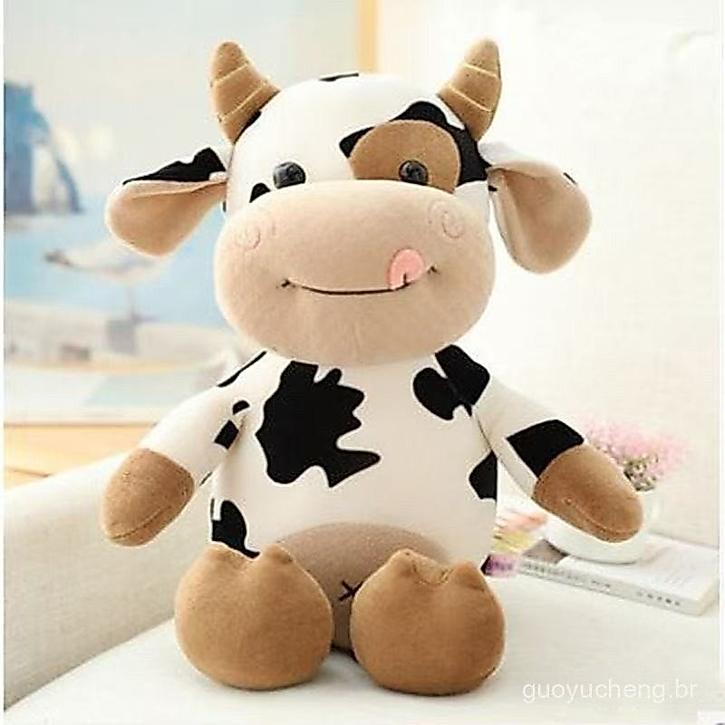 30 cm boneca de vaca bonito, brinquedo de pelúcia bezerro, presente de aniversário das crianças