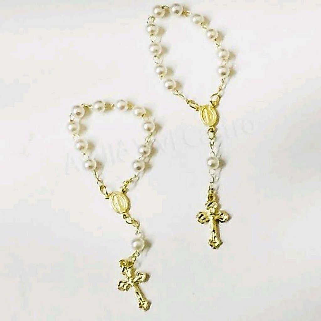 Kit Mini Terço Perola Batizado Lembrancinha