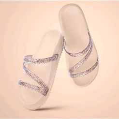 Sandália Feminina BirkenTiras Com Brilho Varias Cores Leve e Confortável