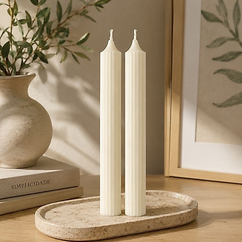 kit 2 Velas Palito para Castiçal Decorativa Cera Vegetal