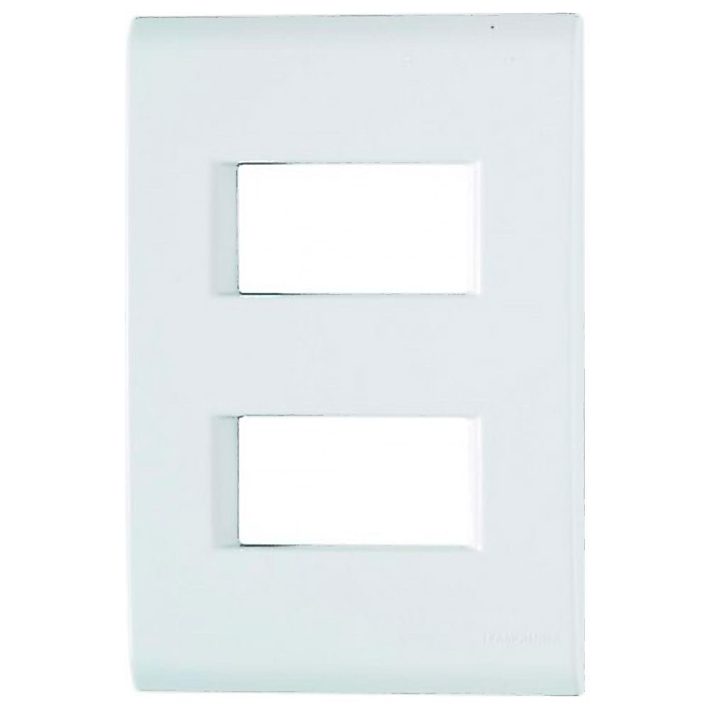 Placa Liz Tramontina 4x2 com 2 Postos Afastados Horizontal Branca