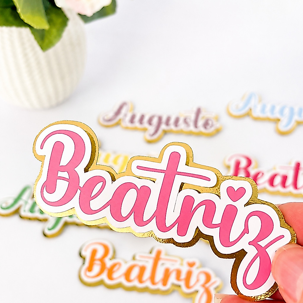 Kit de Apliques NOME 3D com LAMICOTE DOURADO / Aniversário / Lembrancinha/ Festa/ Decoração