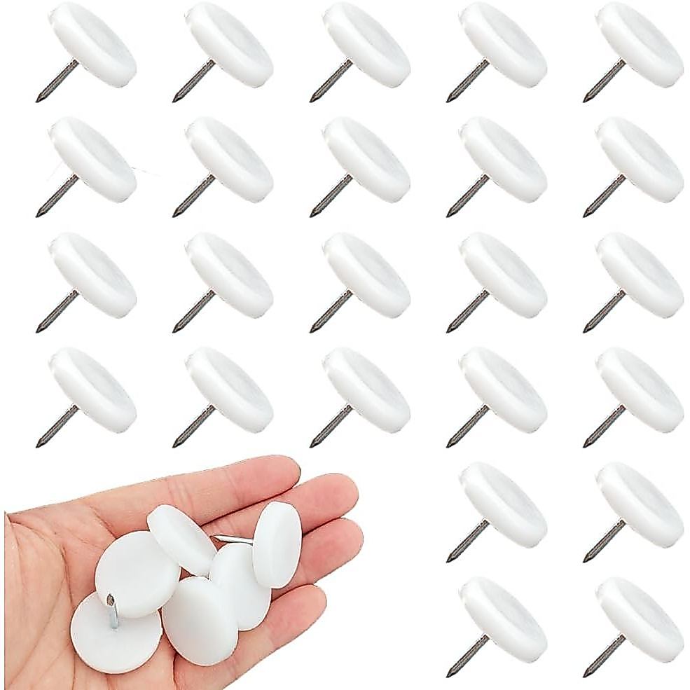 24 peças de deslizadores de móveis com fixação por prego, diâmetro de 1 polegada (26,5 mm), protetores de piso para pés 