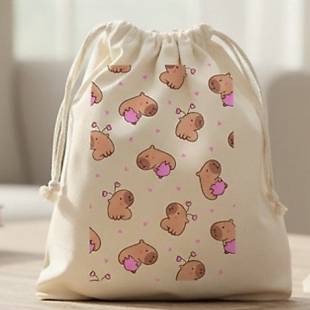 Saco Mochila Personalizado Capivaras delicadas-Lembrancinha sacolinha surpresa aniversário/Dica Presente delicado