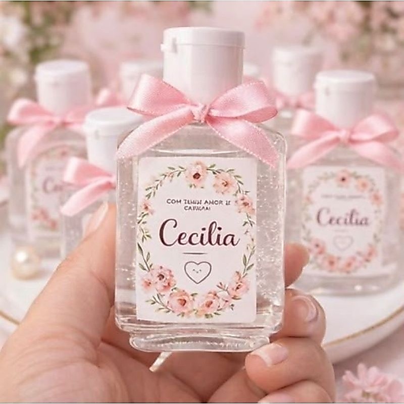 Kit Lembrancinha Personalizada Maternidade Aniversário Chá de Fralda Revelação Álcool Gel Tampa Flip Flop