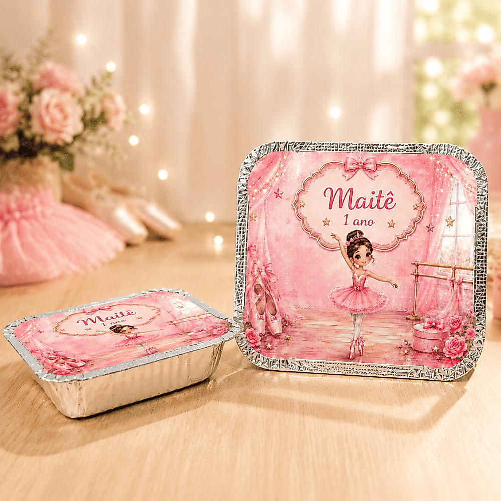 Marmitas Personalizadas 220ml Bailarina Encantada Lembrancinha de Festa Bolo Aniversário