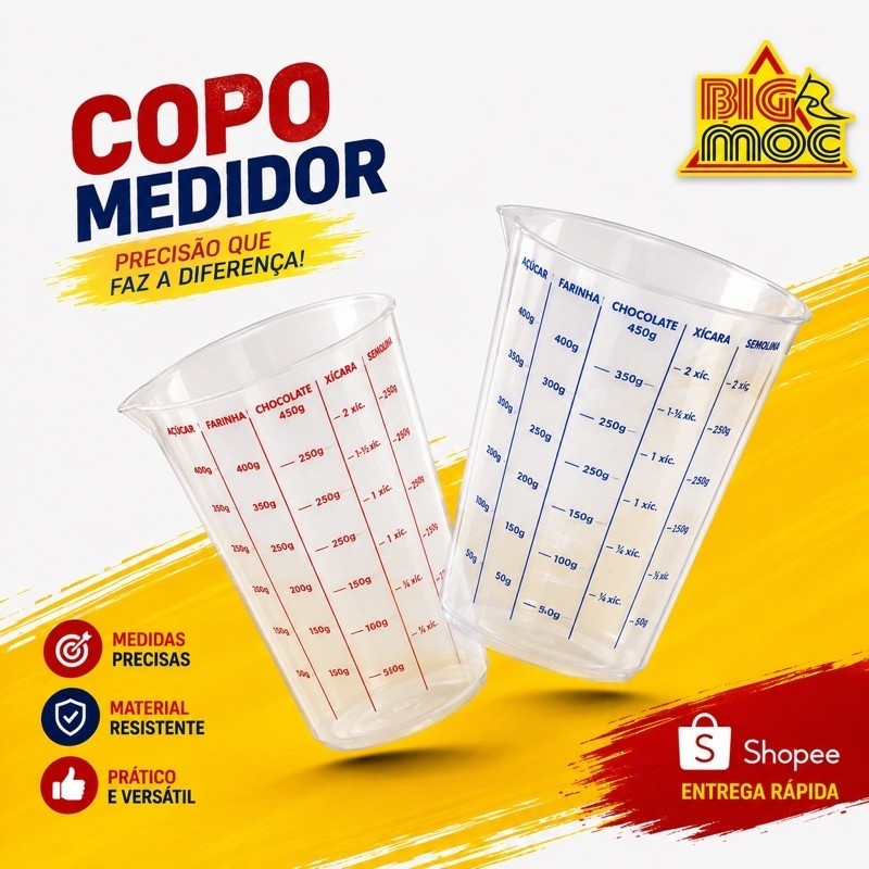 Kit Copo  Medidor Graduado 500ml- 1 / 2ud Plástico.