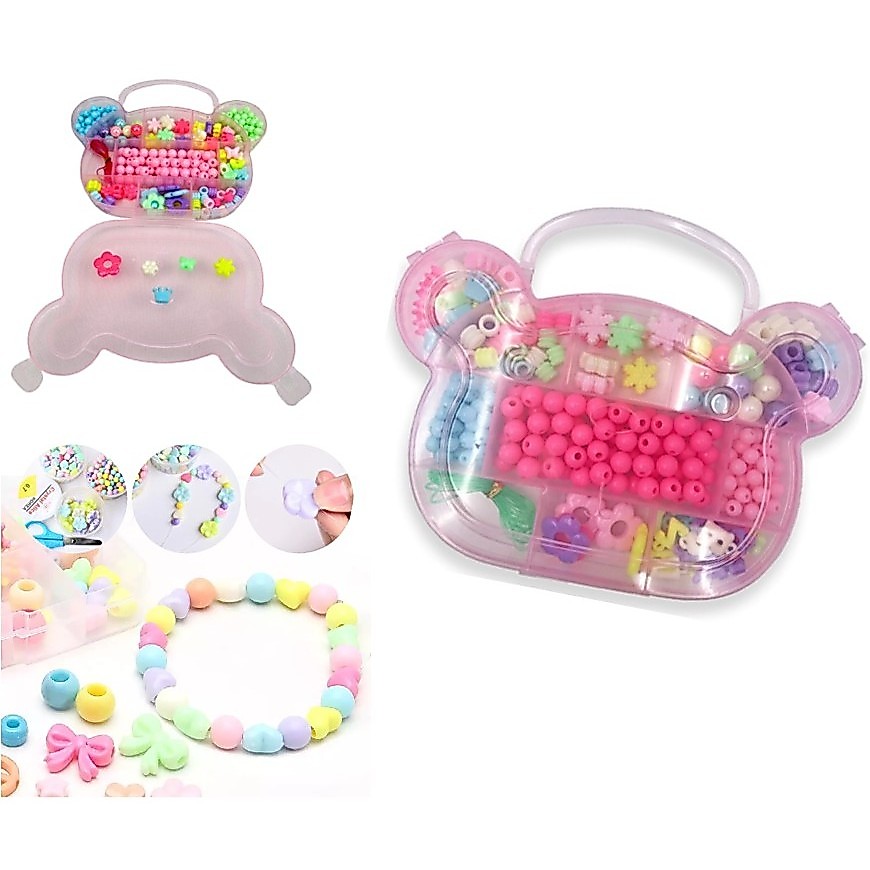 Kit De Miçangas Para Pulseiras Maleta Ursinho Infantil Completa
