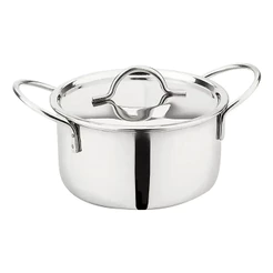 PANELA CAÇAROLA INOX COM TAMPA E ALÇA SERVIR PEQUENA TUUT INOX