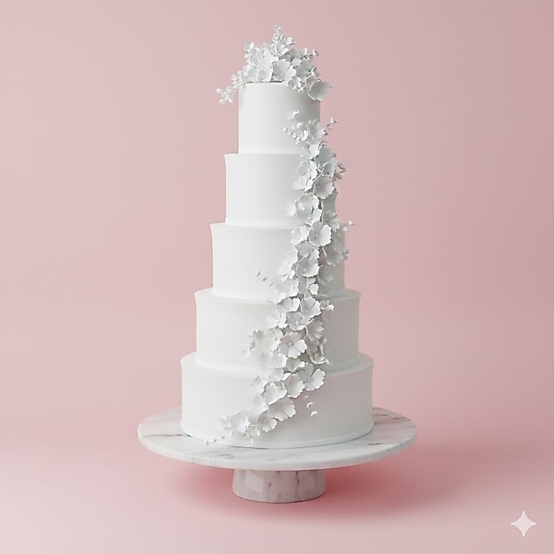 Bolo cenográfico casamento cascata de flores artesanais | arranjo de topo removível | 70c…
