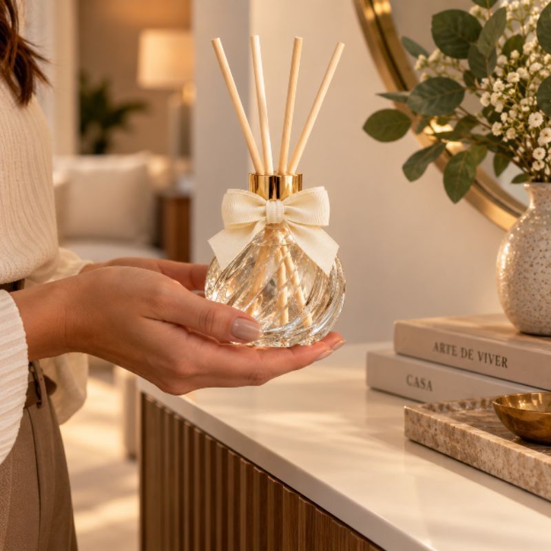 Frasco para Difusor de Aromas Vidro Decorativo Tampa Luxo com Varetas e Pingente — imagem 2 de 2