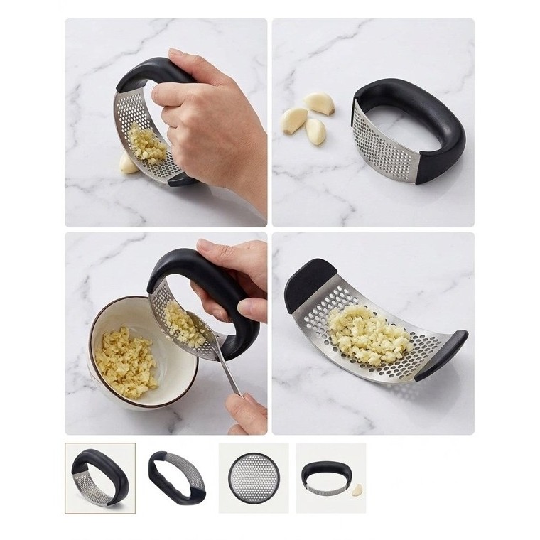 Amassador De Alho Em Aço Inox Triturador Manual Espremedor De Alho E Legumes