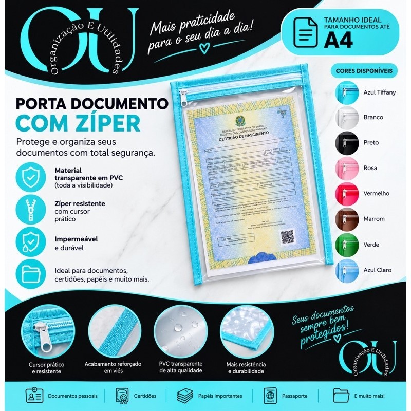 Imagem porta documento transparente com zíper