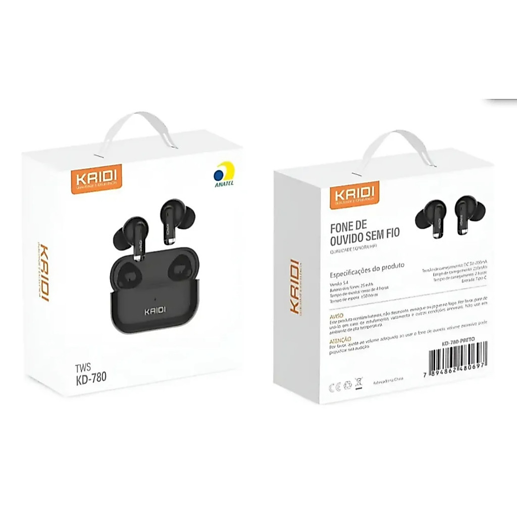 Fone de Ouvido Sem fio Bluetooth TWS Kaidi KD-780 2026 — imagem 2 de 2