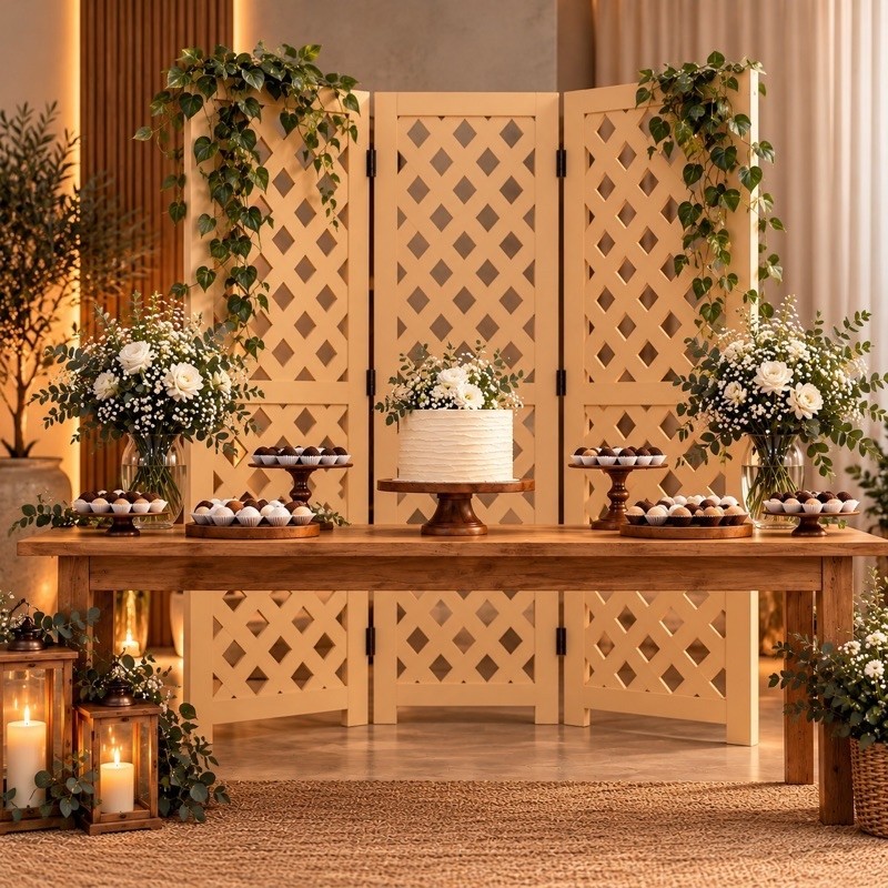 Painel Decorativo MDF Cru 6 Folhas Biombo Divisória de Ambiente Dobrável Vazado Decoração Fácil Montagem