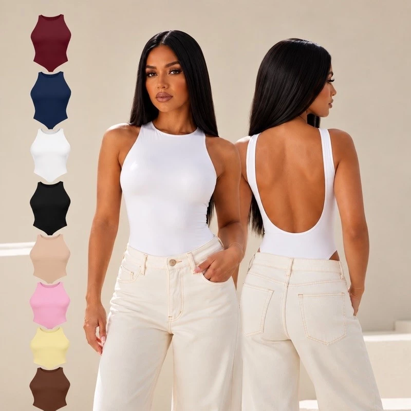 Blusa Body Feminina Costas Nuas Alça Larga Regata Suplex Premium poliéster.