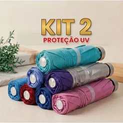 SOMBRINHA GUARDA CHUVA DUPLA FACE CORES PROTEÇÃO CONTRA RAIOS UV CONTRA VENTO KIT 2