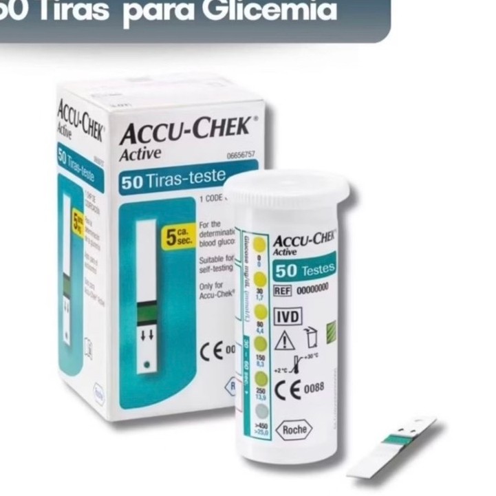 Tira Accu check active para medir glicose caixa com 50un cada medidor de glicemia