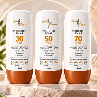 Protetor Solar FPS 30 50 e 70 Proteção UV + UVB Perfect Corpus 120ml