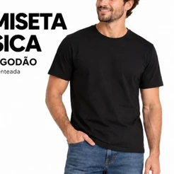 Camiseta Básica Masculina 100% Algodão Malha 30.1 Penteada Confortável