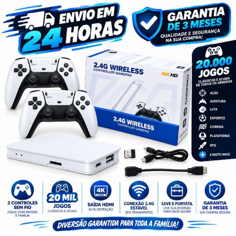 Game Stick m15 2 controles sem fio com 20 mil jogos