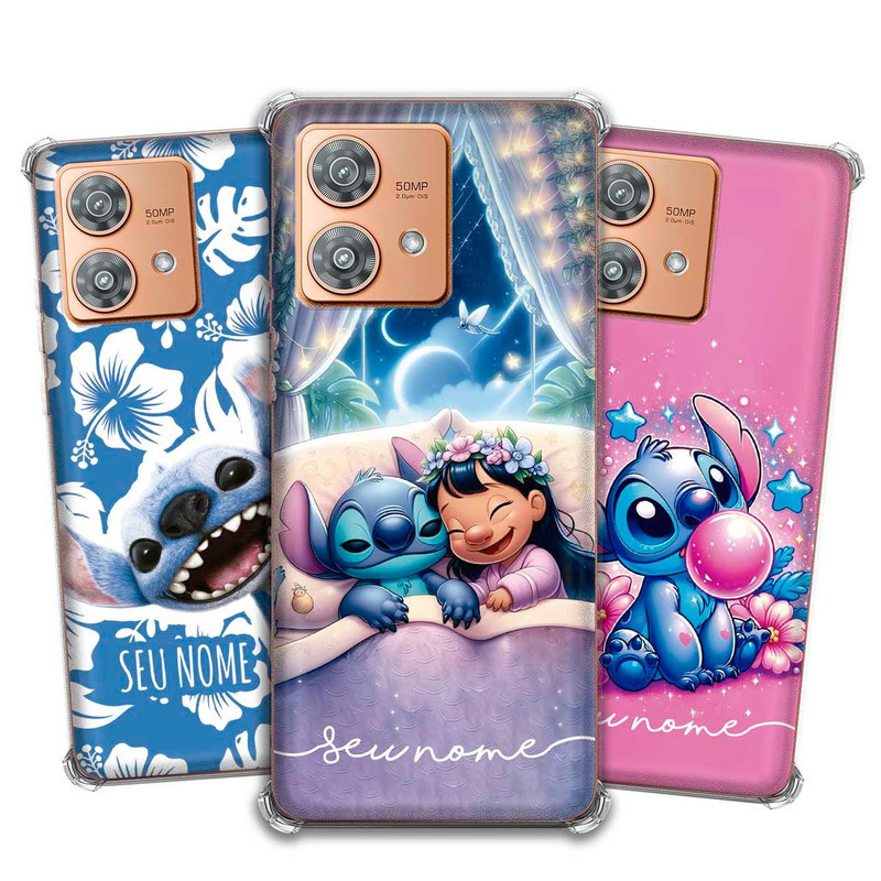 Capa Capinha - Motorola Moto Edge 40 Neo - Lilo e Stitch 2025 personalizada com nome