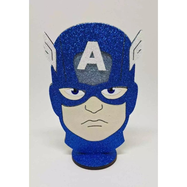 Aplique Cabeça Capitão América para Cofre ou Nutella – Decoração Festa Heróis, Vingadores, Lembrancinhas e Personalizado