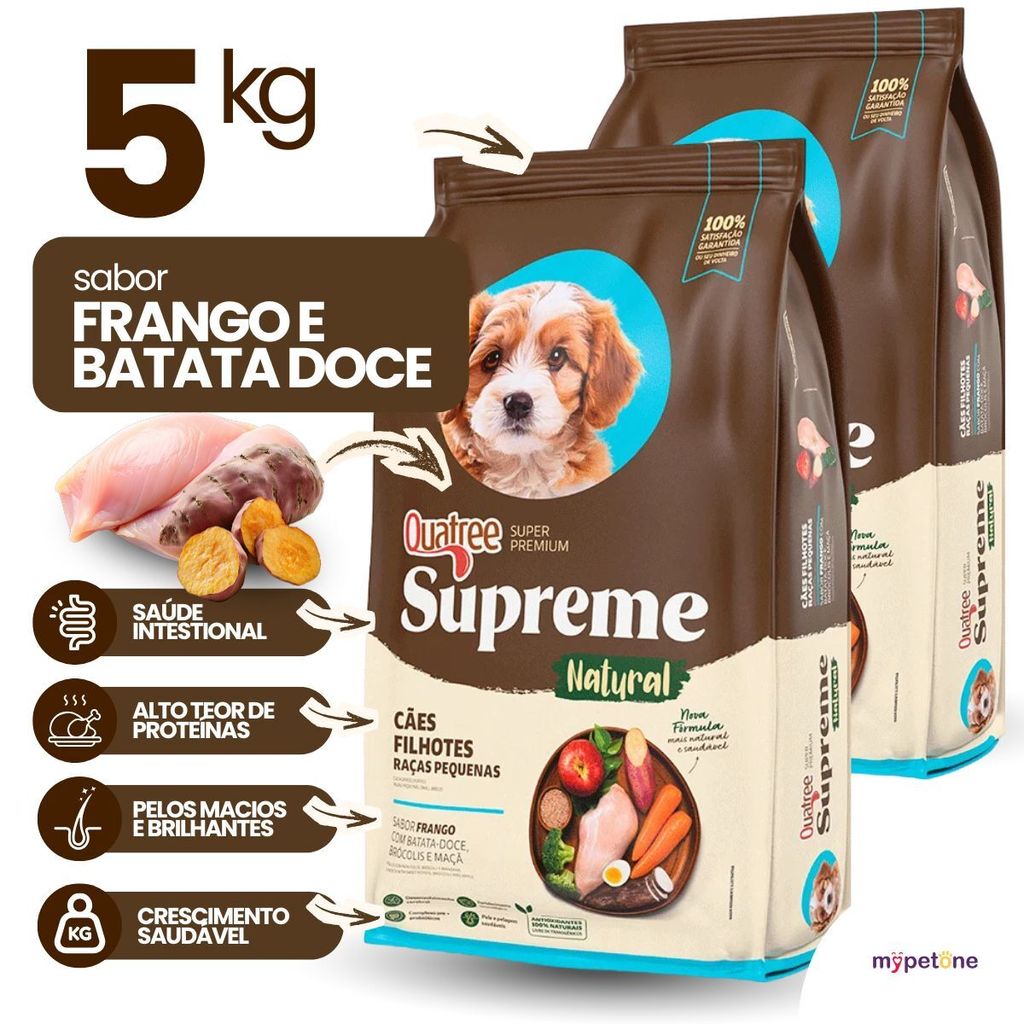 Kit com 2 Ração Quatree Supreme Cães Filhotes Raça Pequena 2,5kg