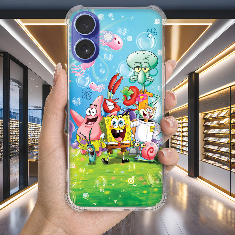 Capa Capinha IPHONE 16 PRO MAX PLUS 16e 15 14 13 MINI Anti-impacto Personalizada geek BOB esponja (3291)