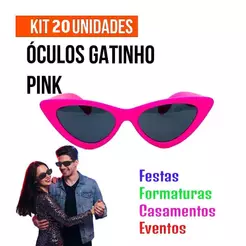 Kit 20 Oculos Gatinho Pink Festa Casamento Evento