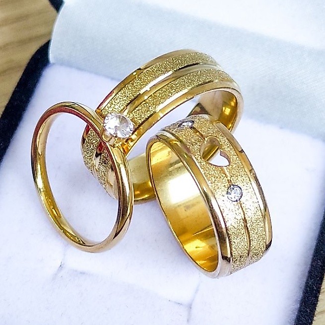 Aliança Casamento Noivado Par Coração Diamantado + Anel Solitário Banho Ouro 24K Original Madonz