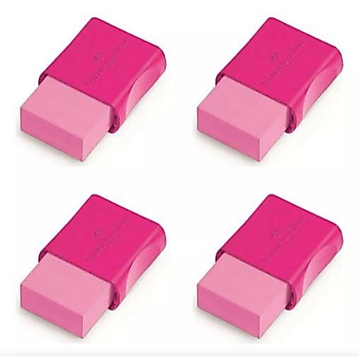 Kit Borrachas Faber Castell Fc Max Rosa Com Capa Protetora