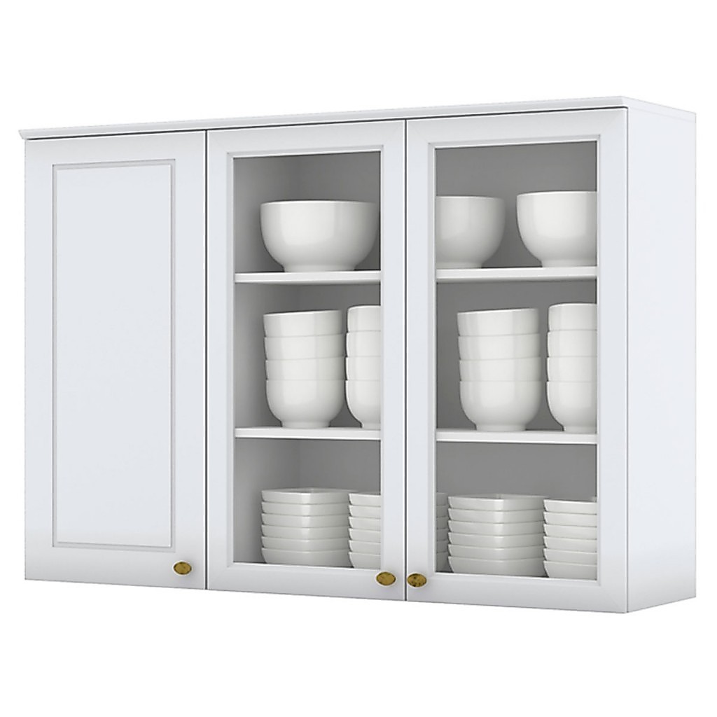 Armário Aéreo Cozinha Nova York 3 Portas 3 Prateleiras Branco Hp - Henn