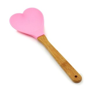 Espatulas Silicone Formato Coração E Cabo De Madeira Cozinha&Decora Cor Rosa Clink