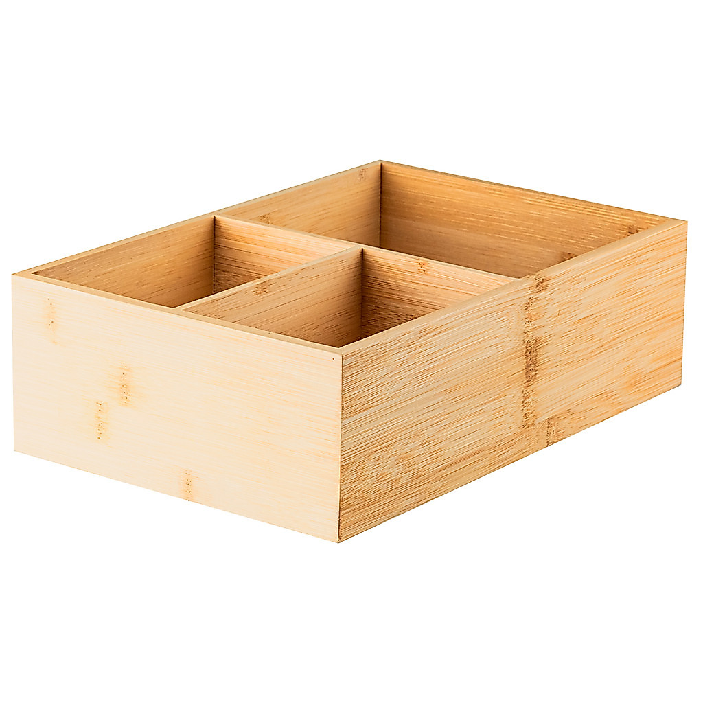 Caixa Organizadora 3 Divisórias T Keep 5L Alças Bambu Natural Sustentável Empilh