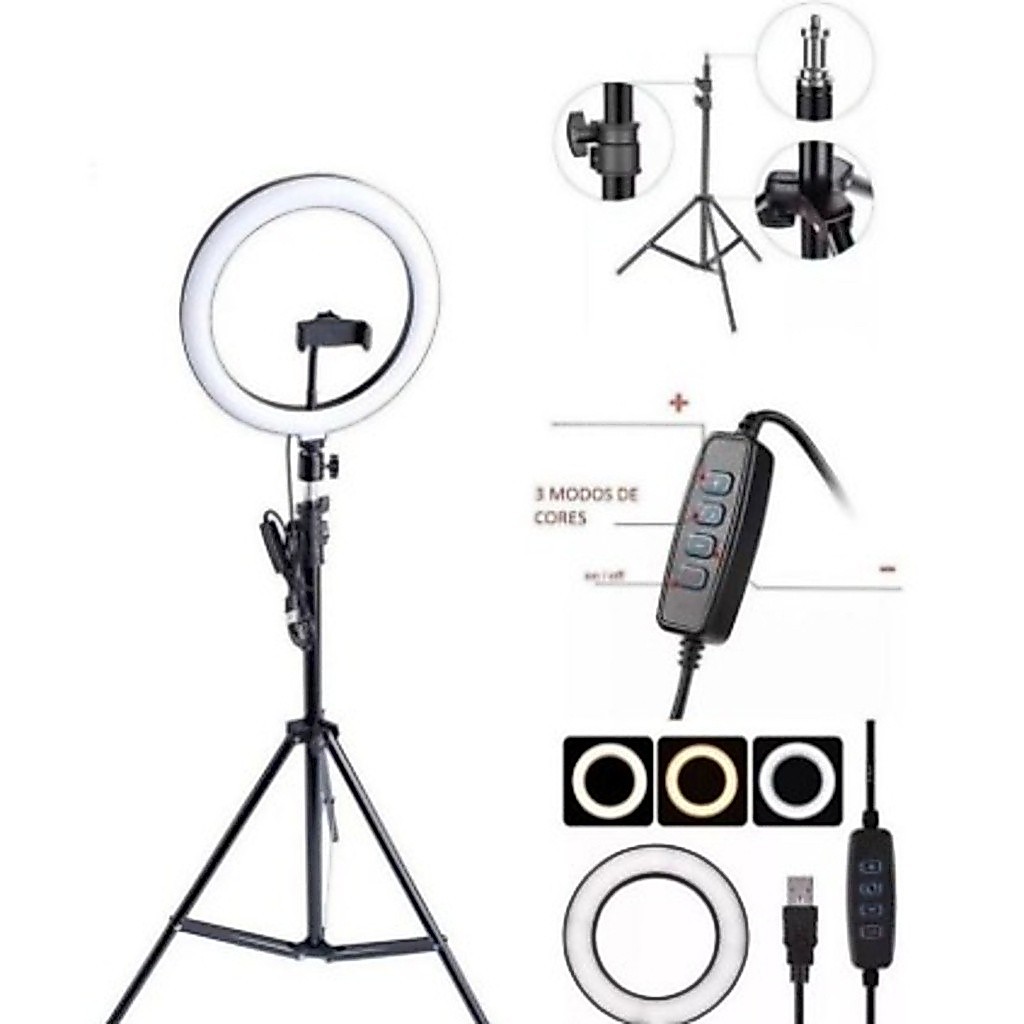 14/12 Polegadas Ring Light Iluminador Tripé De Ring Light Iluminador 2.1 M
