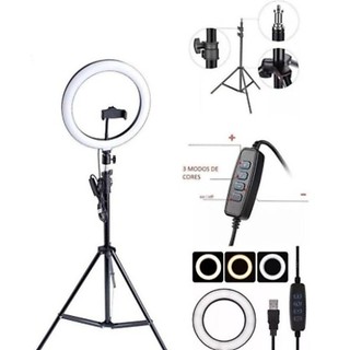 Ring Light Iluminador 14/12 Polegadas Com Tripé De Ring Light Iluminador 2.1 Metro
