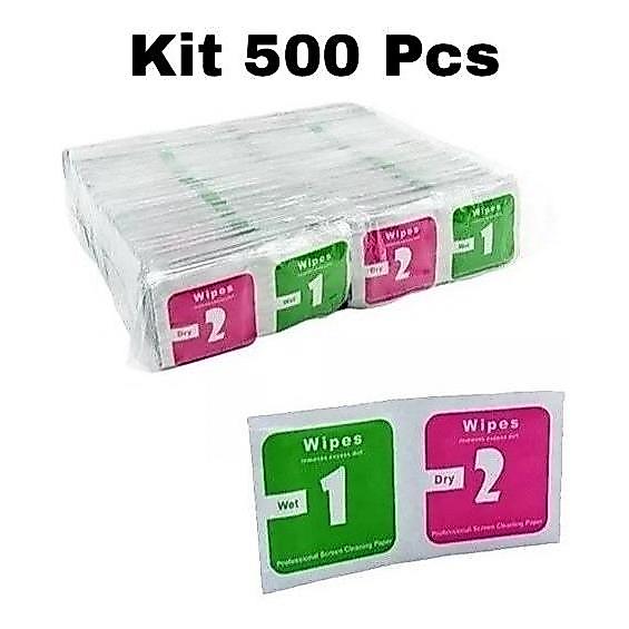 Kit 500 Limpa tela Limpeza Películas Celular Sachê Paninho Pano Relógio