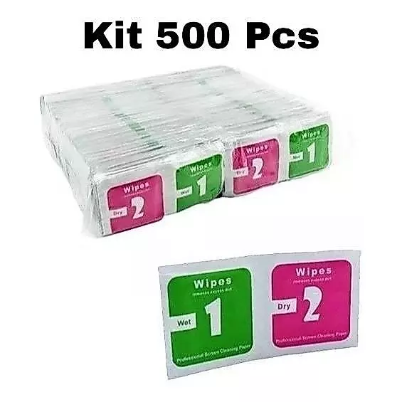 Kit 500 Limpa tela Limpeza Películas Celular Sachê Paninho Pano Relógio