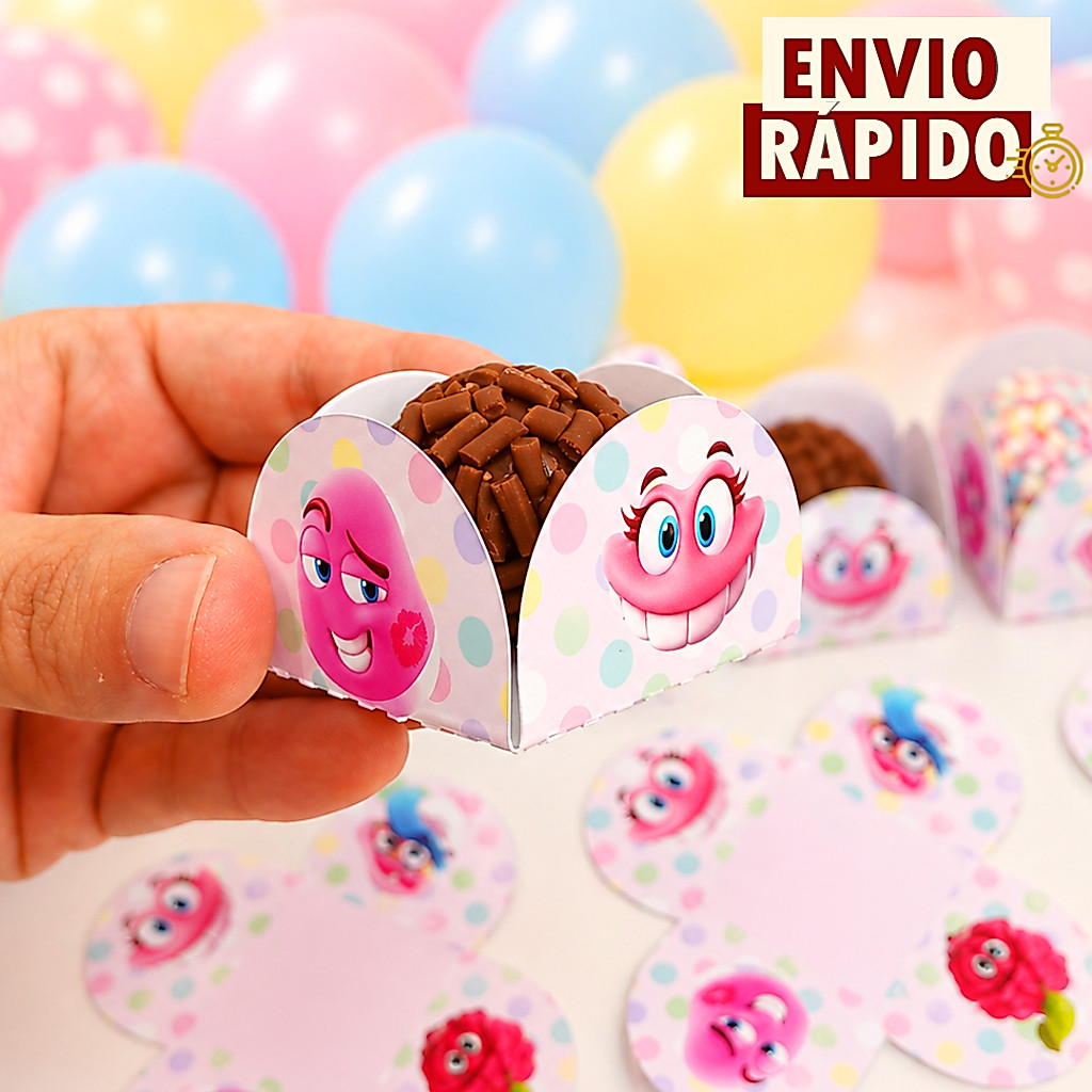 50 Forminha de Doces Bala Fini Menina Personalizada no Tema - Lembrancinha de Festa Aniversário