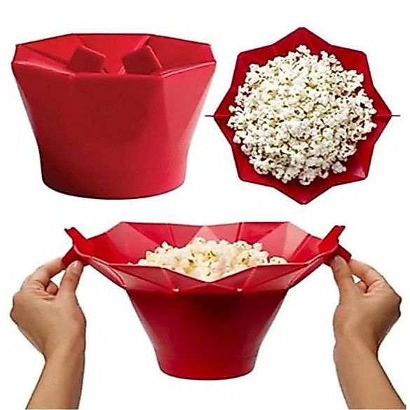 Pipoqueira Para Micro-ondas Sem Óleo Balde Pipoca Silicone Redonda Com Tampa Saudável Livre de BPA