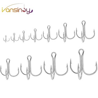 50pcs Anzóis De Pesca Aço De Alto Carbono Agudos 2 #/4/6/8/10 Super Sharp Sólido Triplo Farpados Curva Redonda Para Iscas De