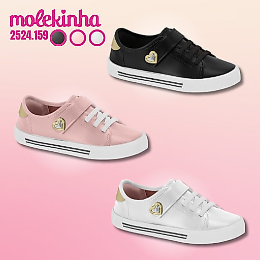 Tênis Juvenil Menina Molekinha Com velcro Napa Sardenha Neo