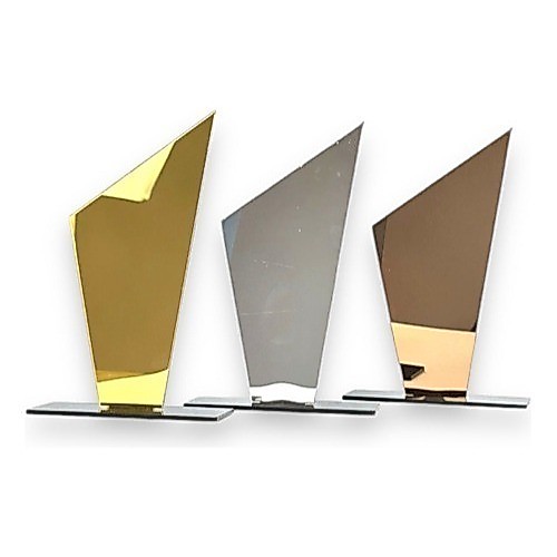 Kit 3 Troféus Dourado, Prata E Bronze 10x18cm C/base Preta